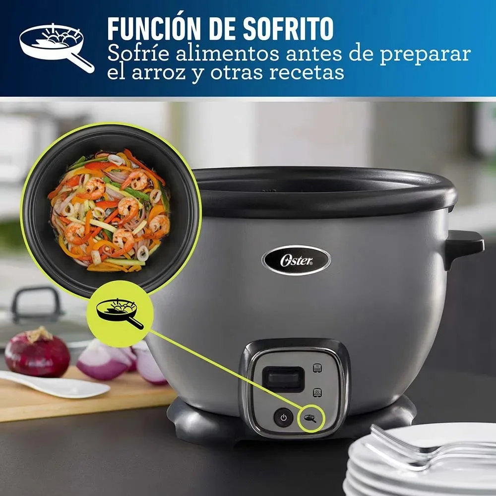 Arrocera Multiusos Oster de 12 Tazas Acero Inoxidable con Funcion Sofrito 6