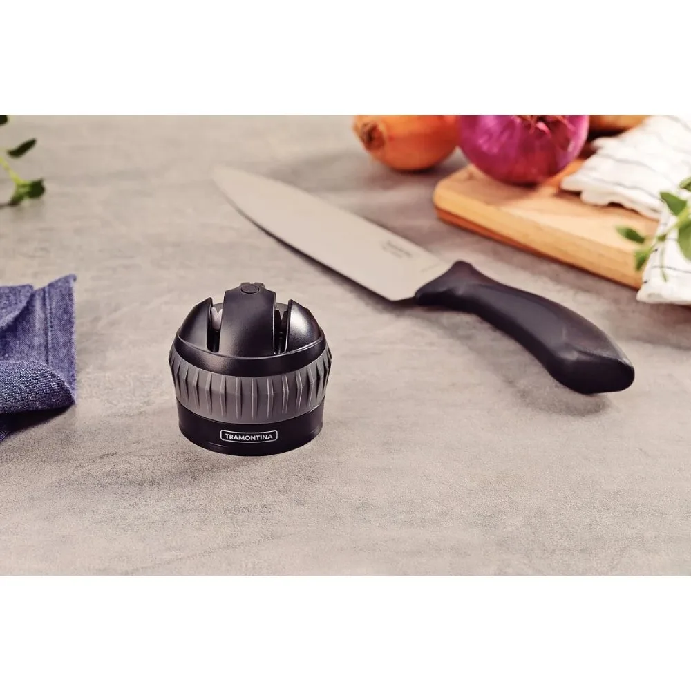 Afilador de Cuchillos Tramontina Profio Negro – Con Base Antideslizante y Dos Etapas para Afilar 4