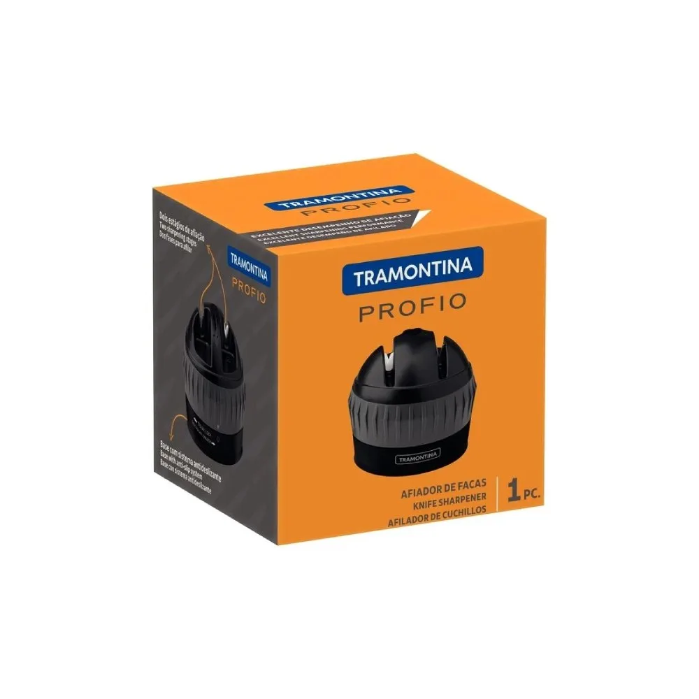 Afilador de Cuchillos Tramontina Profio Negro – Con Base Antideslizante y Dos Etapas para Afilar 7