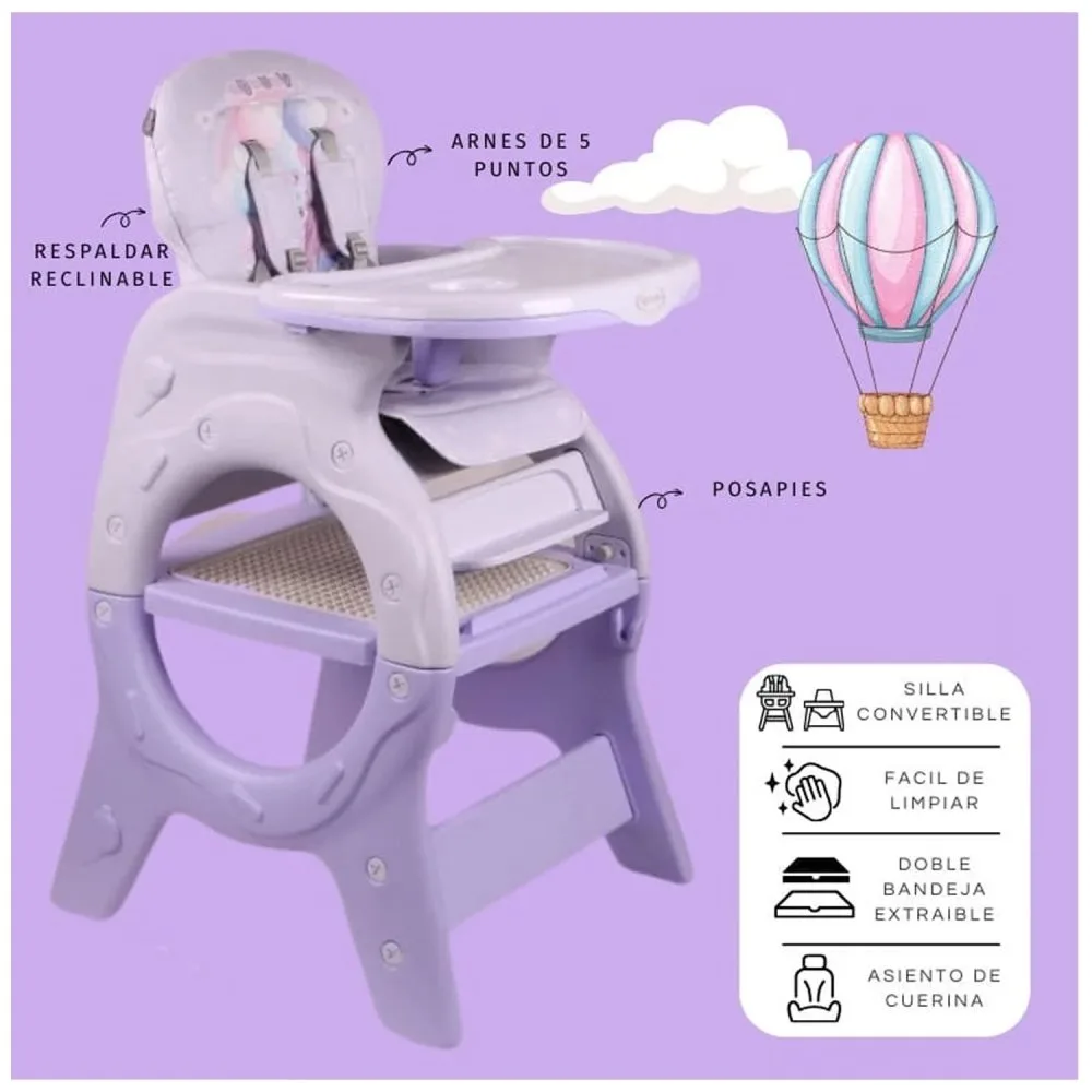 SILLA CARPETA 4 EN 1 DONNA COMEDOR PARA BEBES ROSADO 3