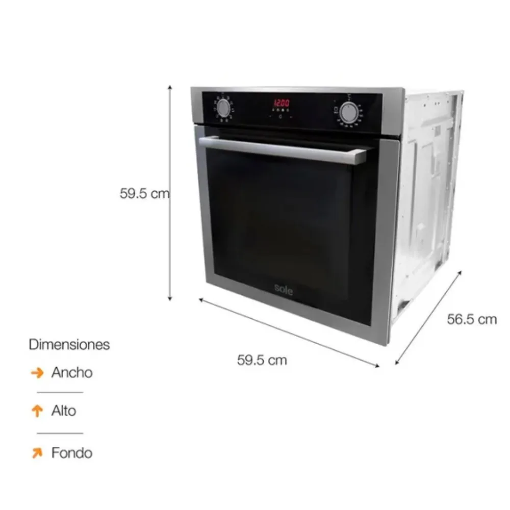 Horno Electrico Empotrable Sole SOLHO012V2 73L Multifuncional con Panel Touch Grill Rosticero y Funciones Avanzadas 2 2