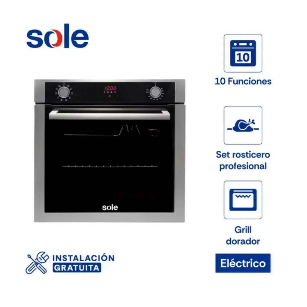 Horno Electrico Empotrable Sole SOLHO012V2 73L Multifuncional con Panel Touch Grill Rosticero y Funciones Avanzadas