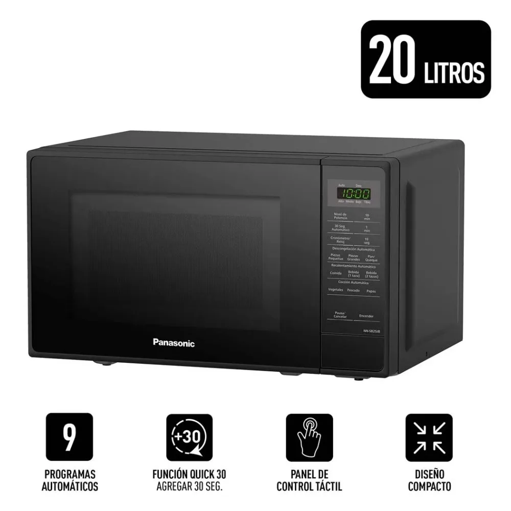 Microondas Panasonic con Panel Digital en Espanol 9 Programas Automaticos Funcion Quick30 NN SB25JBRPK 4