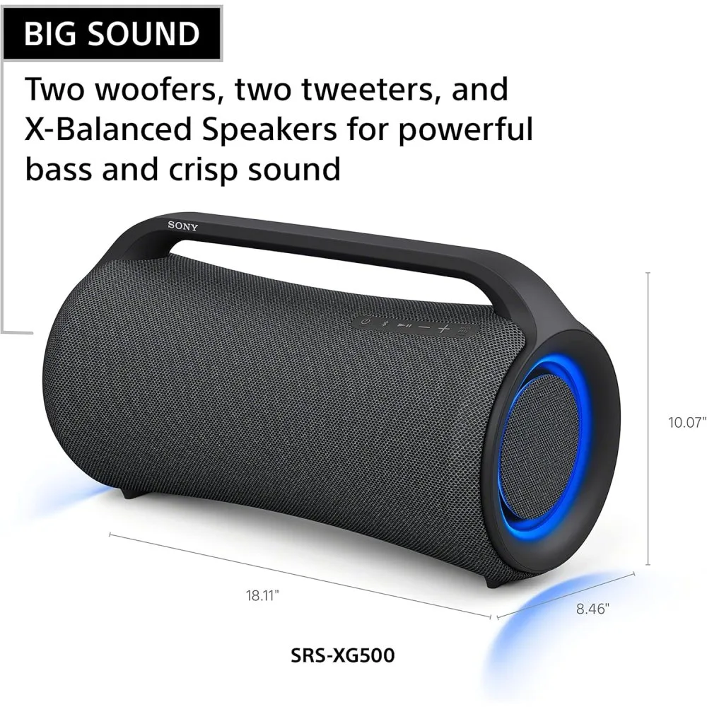 Parlante Bluetooth Sony SRS XG500 X Series – Sonido Potente Resistente al Agua Negro IP66 3 2