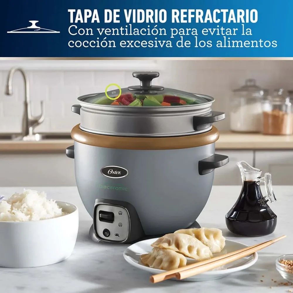 Arrocera Multiusos Oster® 10 Tazas con Funcion Sofrito Recubrimiento Bioceramic® Infundido con Aceite de Oliva y Bandeja de Vapor CKSTRC7129S 3