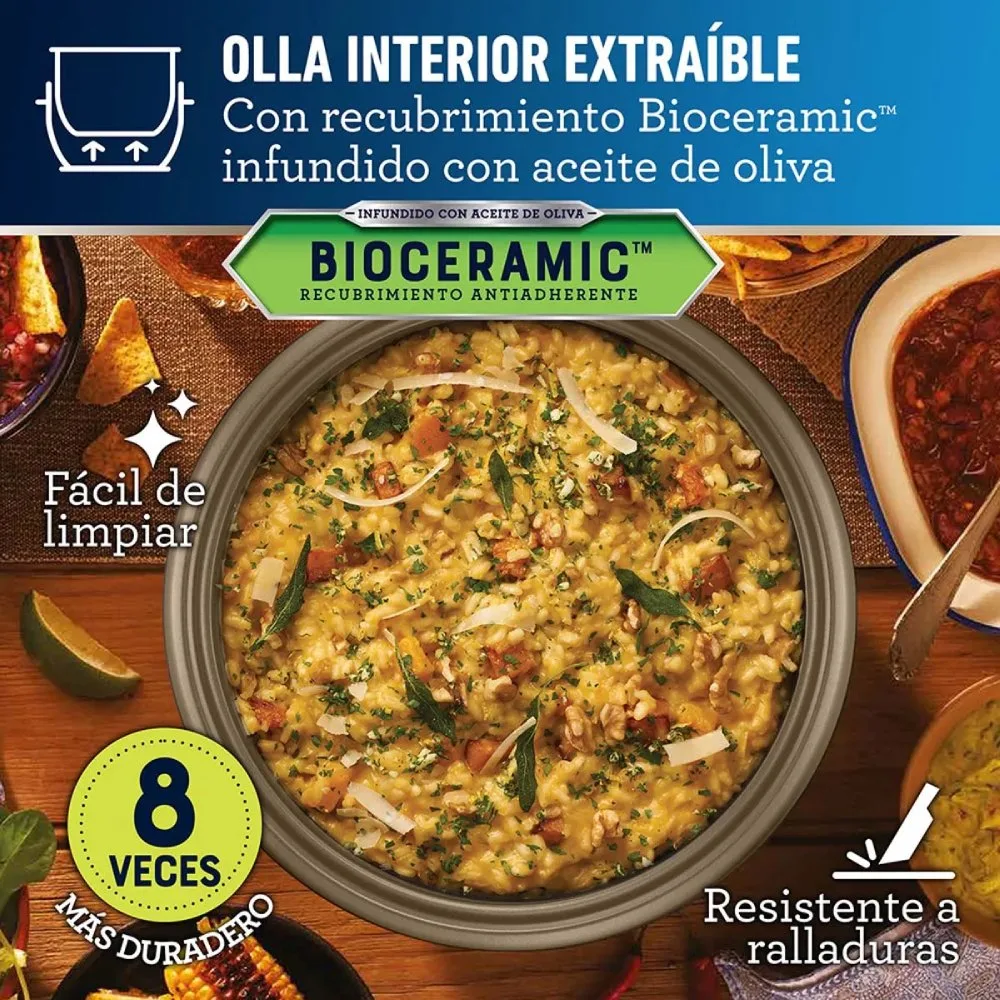 Arrocera Multiusos Oster® 10 Tazas con Funcion Sofrito Recubrimiento Bioceramic® Infundido con Aceite de Oliva y Bandeja de Vapor CKSTRC7129S 5